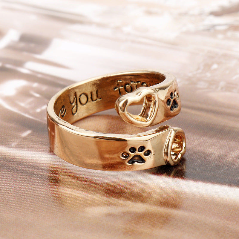 Hollow Love Dog Claw Ring