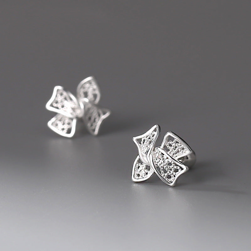 Bow Otica Ear-caring Sweet Fresh Screw Hollow Filament Women's Stud Earrings Ornament