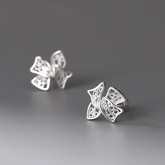 Bow Otica Ear-caring Sweet Fresh Screw Hollow Filament Women's Stud Earrings Ornament