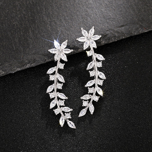 European And American Style Internet Celebrity Earring With Same Kind Full Diamond Flower Earrings For Women