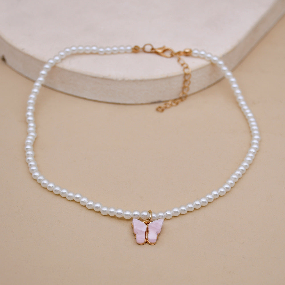 European And American Opal Bow Knot Pearl Necklace Women