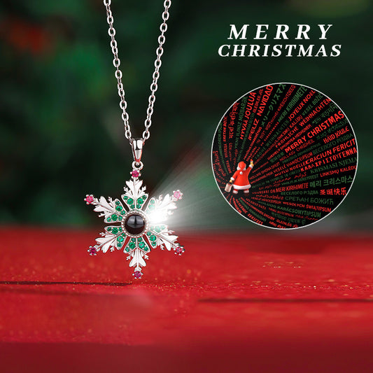 New Christmas Snowflake Necklace With Projection Design For Couples Christmas Gift Women's Clavicle Chain Jewelry