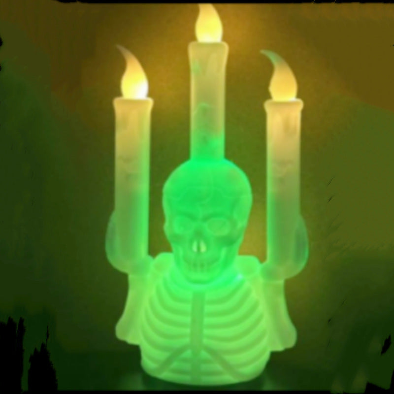 Halloween Skull Candlestick Lamp LED Electronic Candle Light