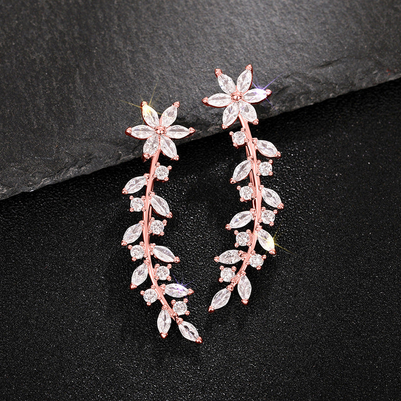 European And American Style Internet Celebrity Earring With Same Kind Full Diamond Flower Earrings For Women